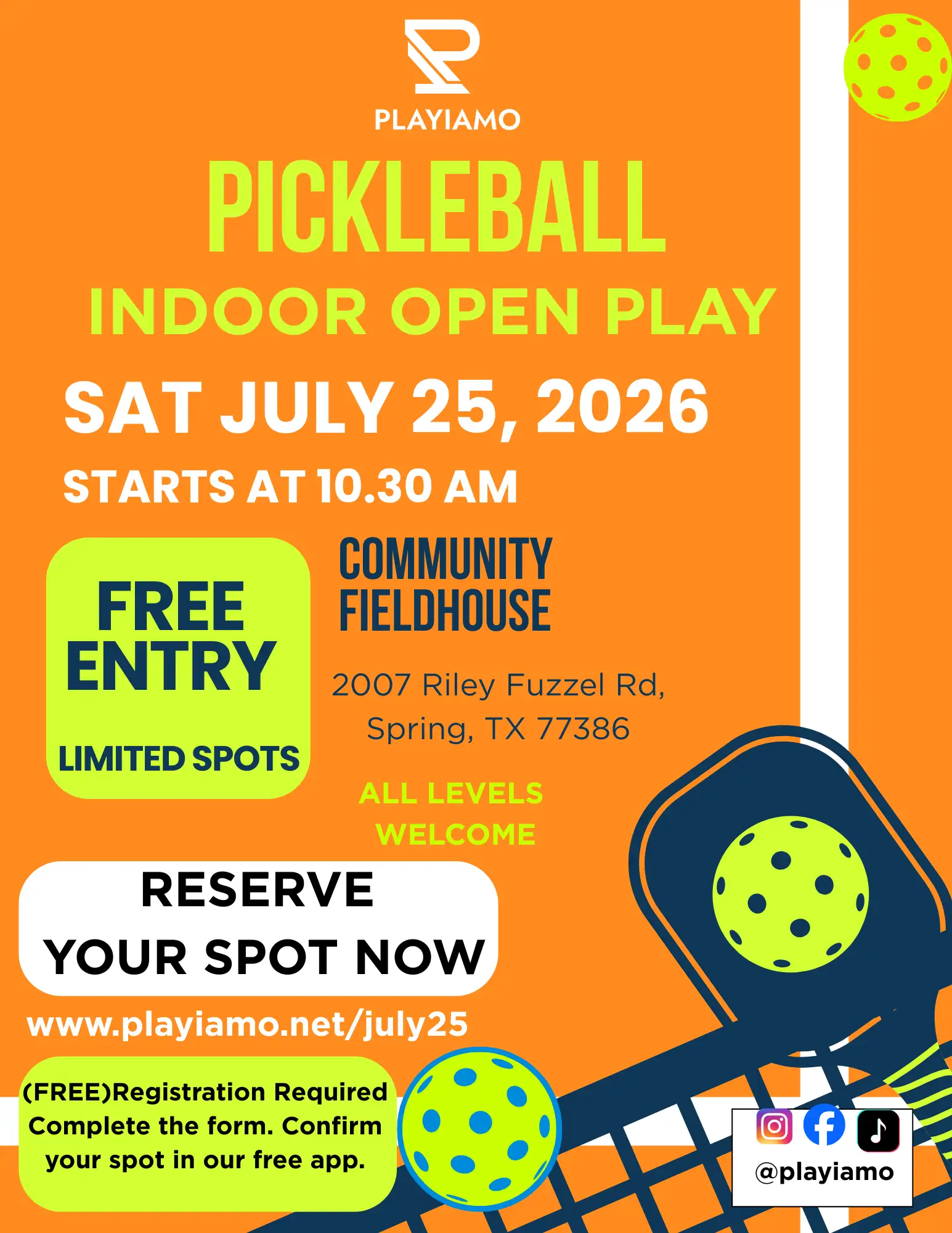 Pickleball event July '26 flyer